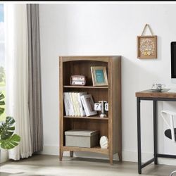 3 tier shelf bookcase storage Wooden shelves standing open display floor bookshelf with storage shelves-42.9in