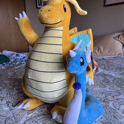 Pokemon 24” Dragonite + 12” Dragonair Jazware Plushies
