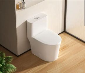 Canest 1-Piece 1.0/1.6 GPF Dual Flush Toilet with Powerful 1000G MaP, Round Toilet in white, Soft Close Seat, 12" Rough In
