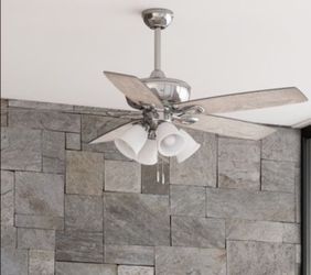 Harbor Breeze Notus 52-in Brushed Nickel with Driftwood/Sienna Blades Ceiling Fan With Light ( 5 -Blade )