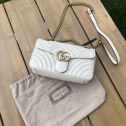 Gucci Marmont White Purse Bag