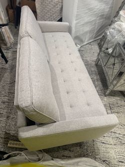 Light Gray Tufted Fabric Sofa