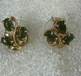 Aretes gold filled piedras jade joya antigua