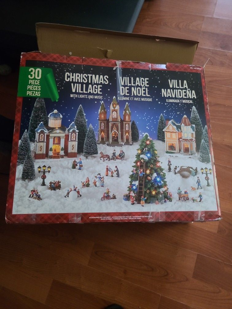 30 Piece Christmas Village With Lights And Sound.