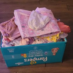 Box Full Of Baby Girl Clothes 