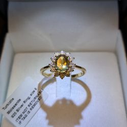 Djoy Turkizite Moissanite Gold-Plated Sterling silver ring  size 9,  New /tag  