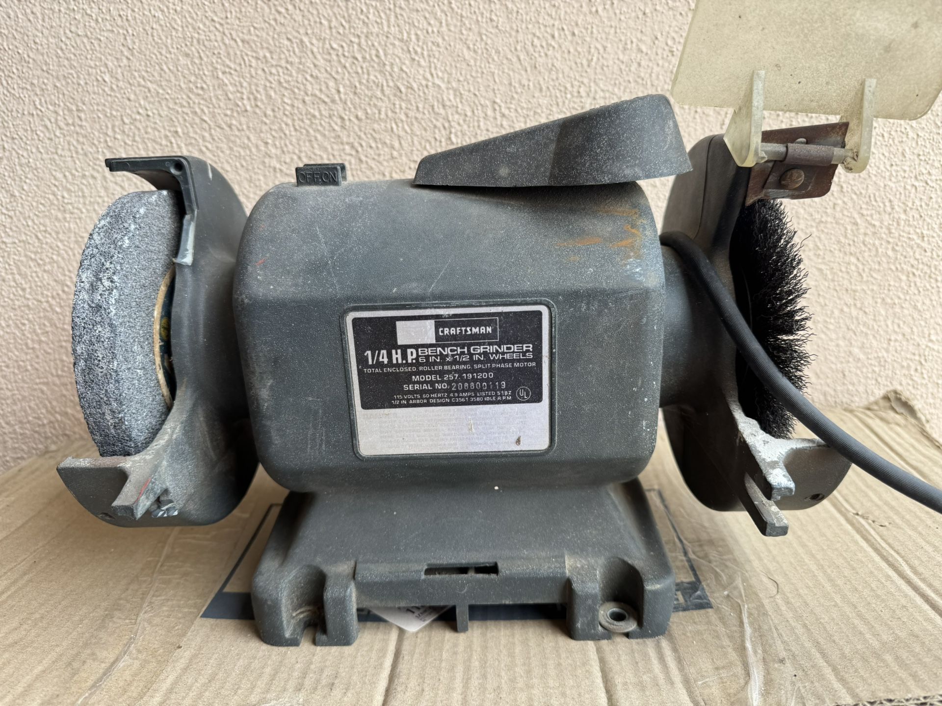 Vintage CRAFTSMAN 1/4 HP Bench Block Grinder 6 InchMade In USA