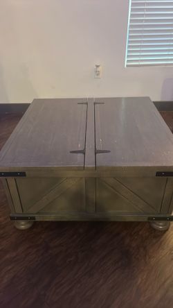 Grey tone wood storage table