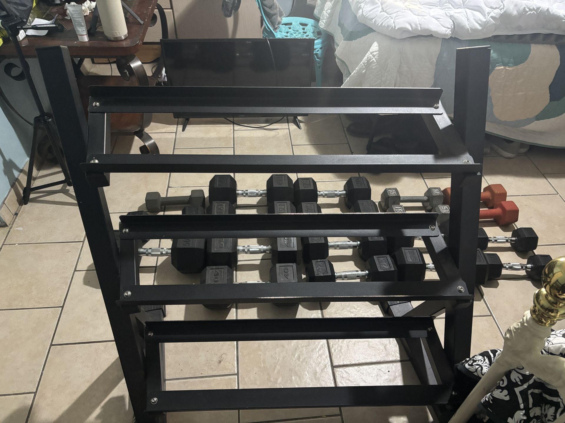 1 Dumbbell Rack and Adjustable Bench