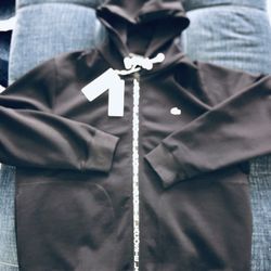 New Lacoste Men’s Cotton Blend Lettered Zip-Up Hoodie Black - Size XXL Jacket