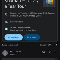 Khamari to Dry A Tear Tour Below Retail Ticket