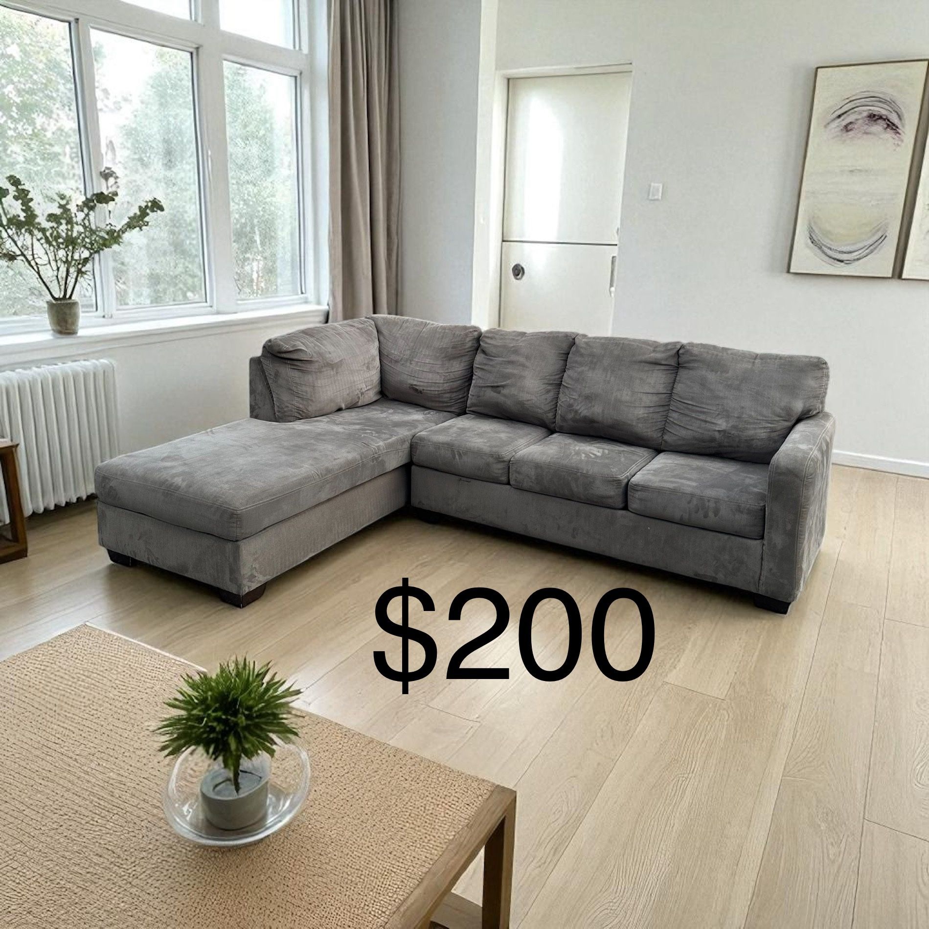 ASHLEY FURNITURE 2- PIECE GRAY SECTIONAL (PICK UP ONLY )(CLIFTON HEIGHTS PA 19018)