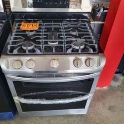 LG ThinQ 5 Burner Double Oven Gas Stove 30 Wide 1G3FY