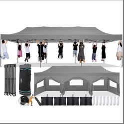 COBIZI 10x30 Pop Up Canopy With 8 Sidewall,Heavy Duty UPF 50+ All Season Wind Waterproof Commercial Outdoor Wedding Party Tents For Parties Canopy Gaz