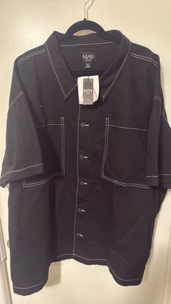 5xl denim collard shirt