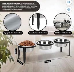 Nmn Designs Vision Triple Diner - 3 Bowl Dog Feeder 