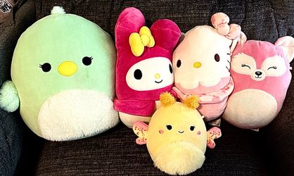 Sanrio & Squishmallows Plush Bundle Lot - Hello Kitty, My Melody, Fox, Bird