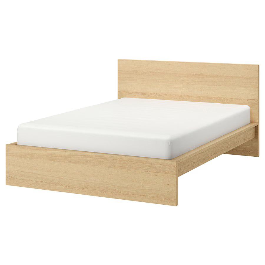 IKEA Malm Queen Bed Frame In + Two Matching Nightstands