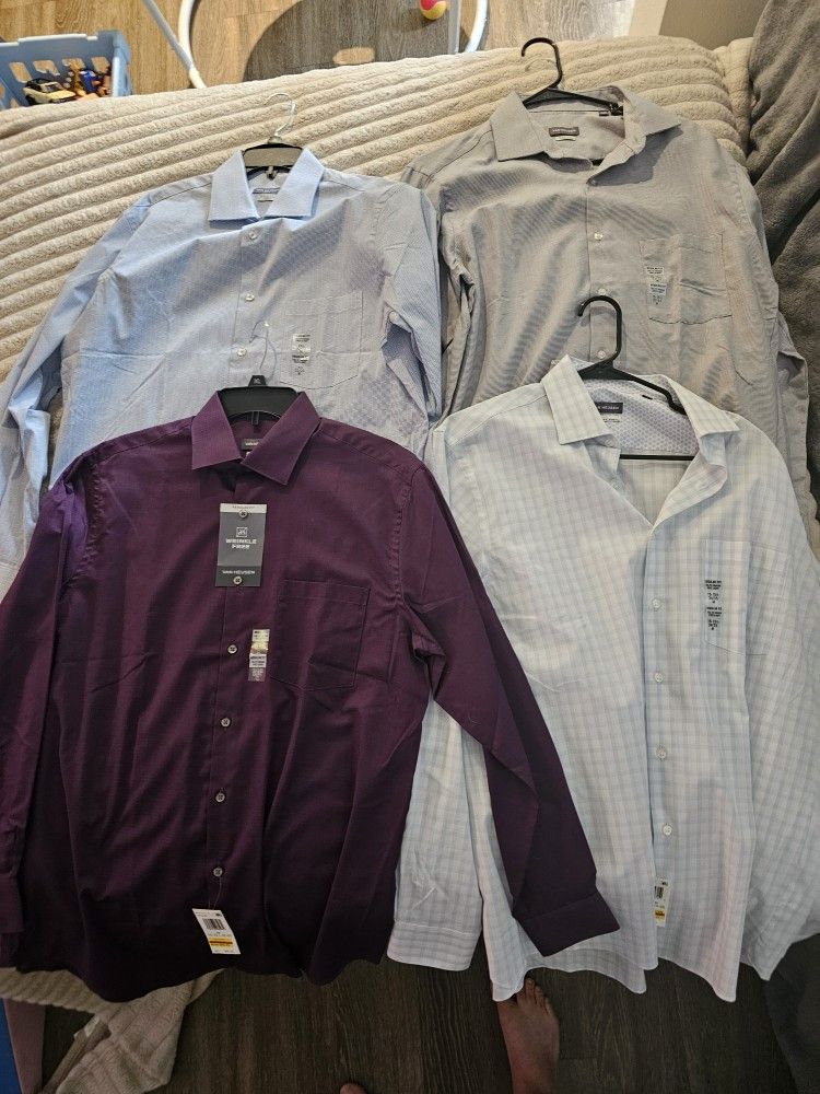 4 Van Heusen Men's Dress Shirts Size Medium Regular Fit Brand New With Tags
