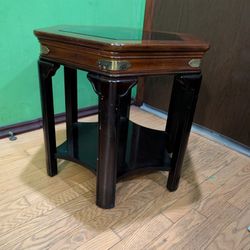 Wood And Glass Side Table 