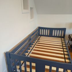 Two Twin/Bunk Bed Frames + 2 Latex Twin Mattresses 