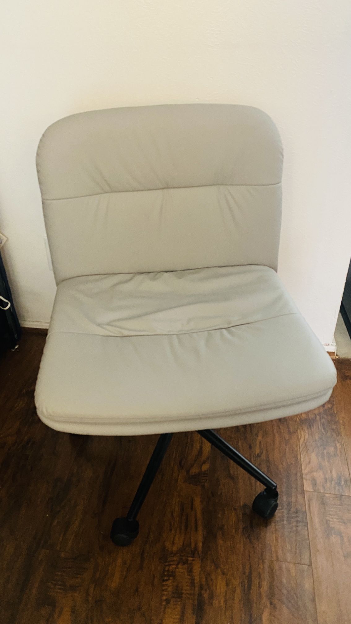 Armless Gray Leather Office Chair