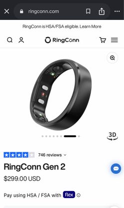 Ring conn gen 2 smart ring size 10