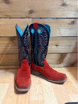 Red suede Ariat boots