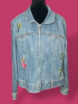  Petite Christopher and banks stretch denim light zip up jacket