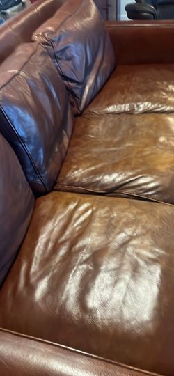 Leather couch down filled