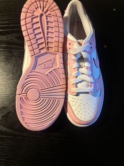 Pink and white low dunks
