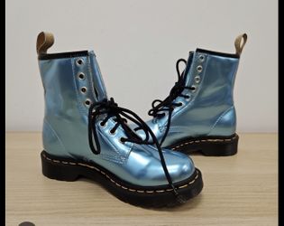 Dr Martens 1460 Vegan Blue Metallic Chrome Mix Size Six