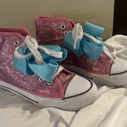 Girls Size 1 JoJo Pink Glitter Hightop Converse