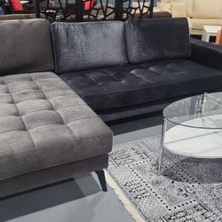 SECTIONAL 2 DIFFERENT GRAY MIX VELVET 115X60