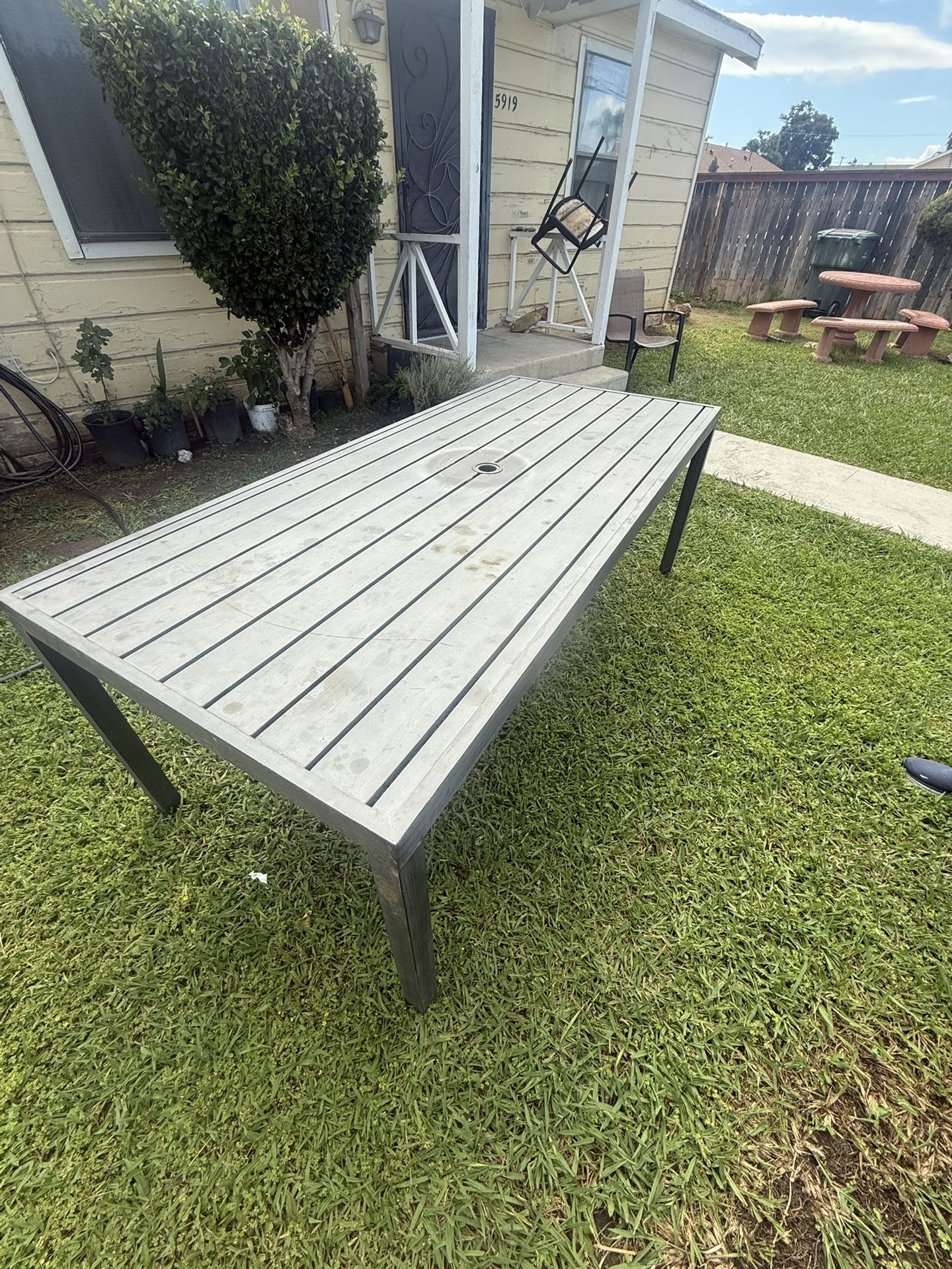 Table, bench, chairs, couch