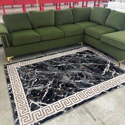 Brand New Green Velvet Sectional Sofa 