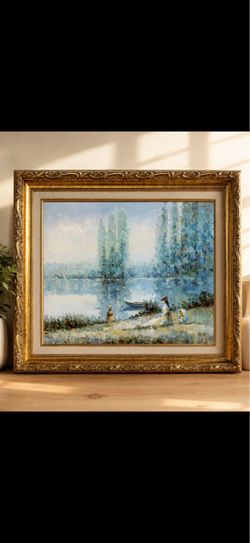 Framed Impressionist Style Landscape Painting