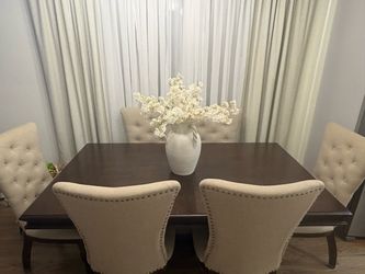 Dining table with six chairs