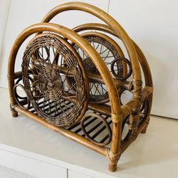 Mcm Bamboo Rattan Magazine Rack