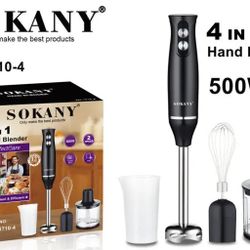 SOKANY 4-In-1 Electric Mixer, 500W High Power, Dual Speed Adjustment, Detachable Base. Includes Main Unit, Mixing Paddle, Whisk, Meat Grinder Bowl And