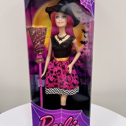 Halloween Barbie Witch Doll Black Cat Pink Dress 2014 RARE Toy NEW
