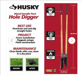 Husky Wood Handle Post Hole Digger