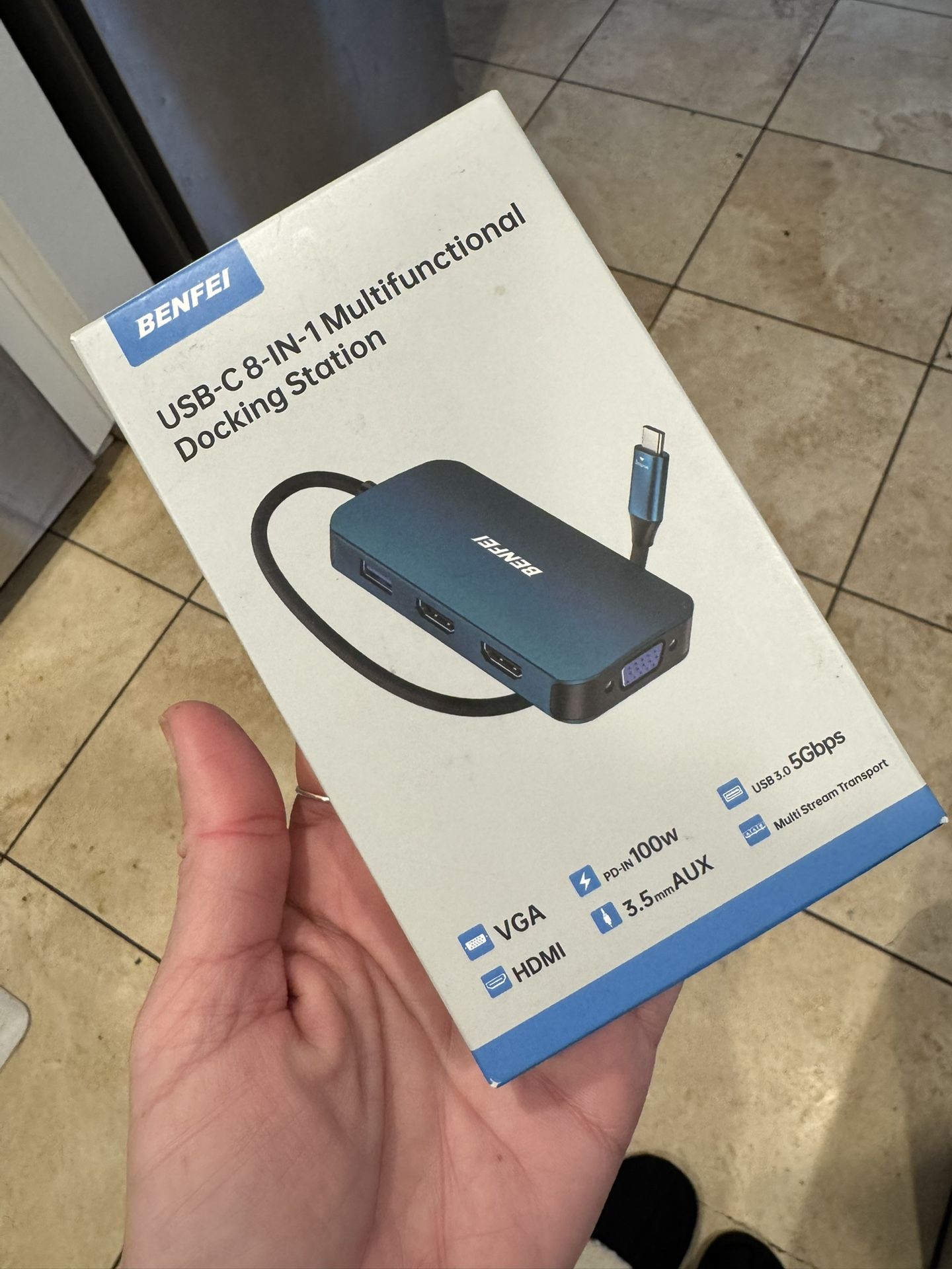 BENFEI USB-C Hub 8-in-1 Dock – Dual HDMI VGA USB 3.0 PD – Laptop Docking Station – Brand New