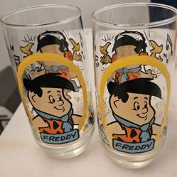 Vintage Flintstones Kids Glass Cups