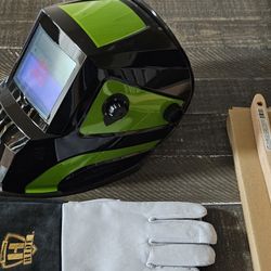 auto darkening Forney welding helmet and gloves