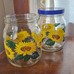 Vintage Sunflower Canisters 