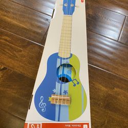 Hape Kid's Wooden Toy Ukulele in Blue, L: 21.9, W: 8.1, H: 3 inch