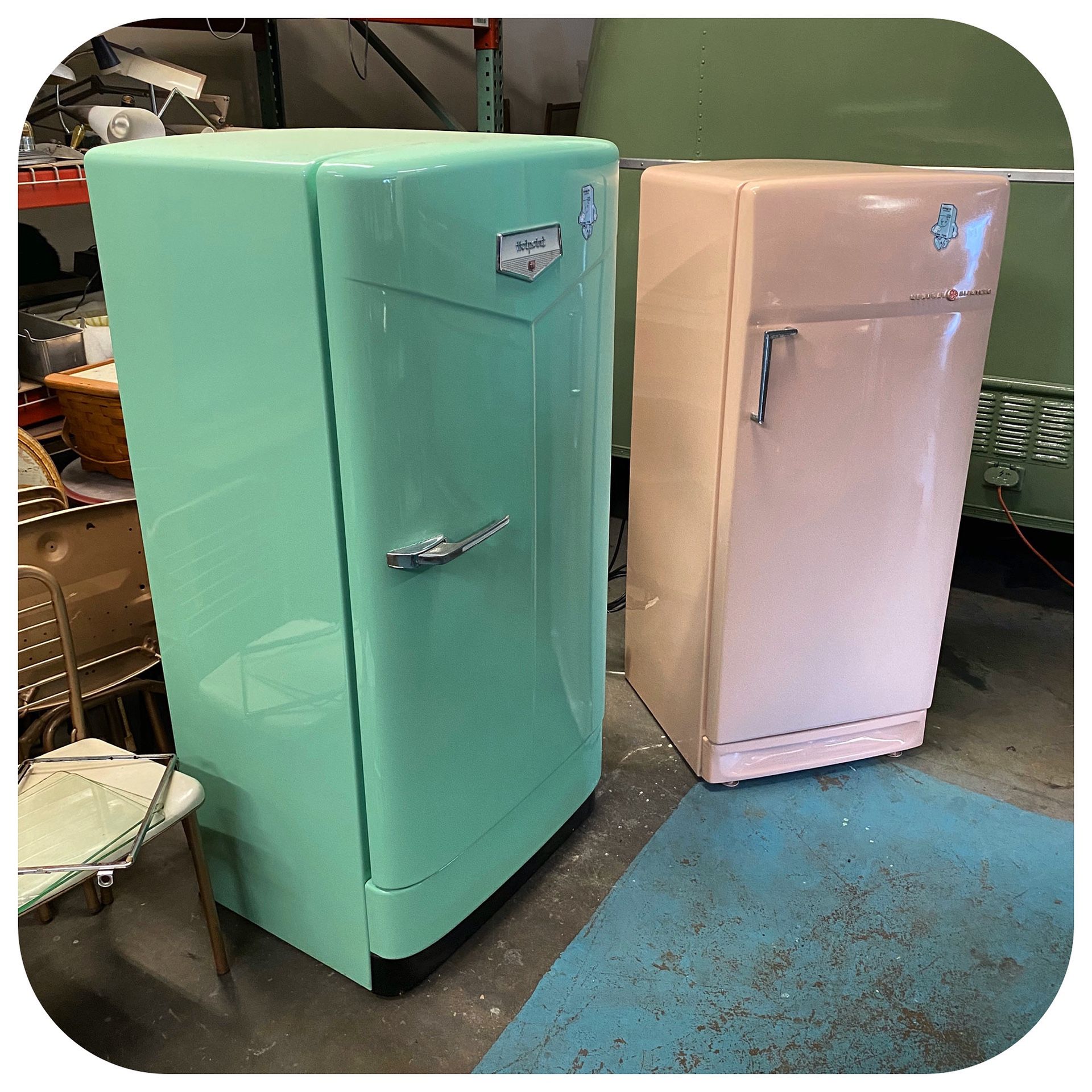 Vintage refrigerators pink mint green