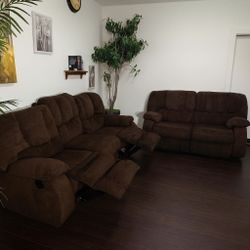 Brown Reclining Sofa Set