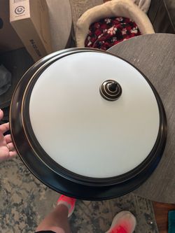 2 Brown frosted glass ceiling lights